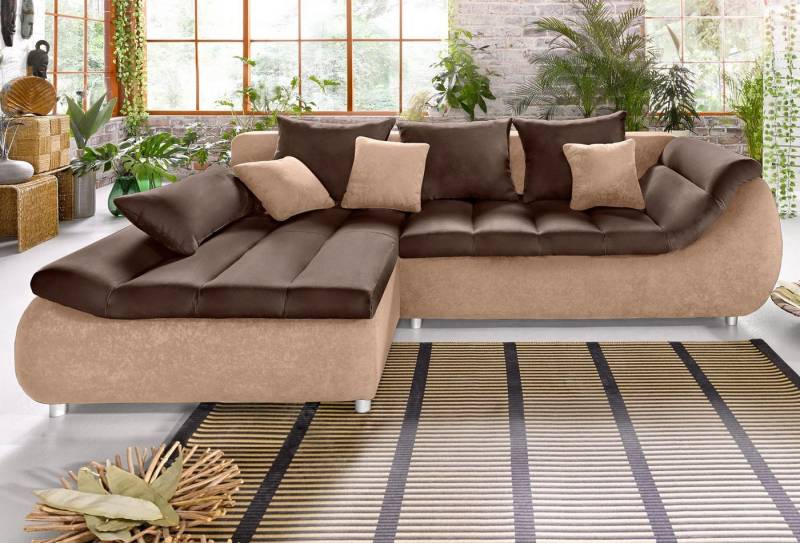 INOSIGN Ecksofa Imola modern und elegant, bequem, aktuelle Steppung im Sitz, L-Form, inkl. Bettfunktion und Bettkasten von INOSIGN
