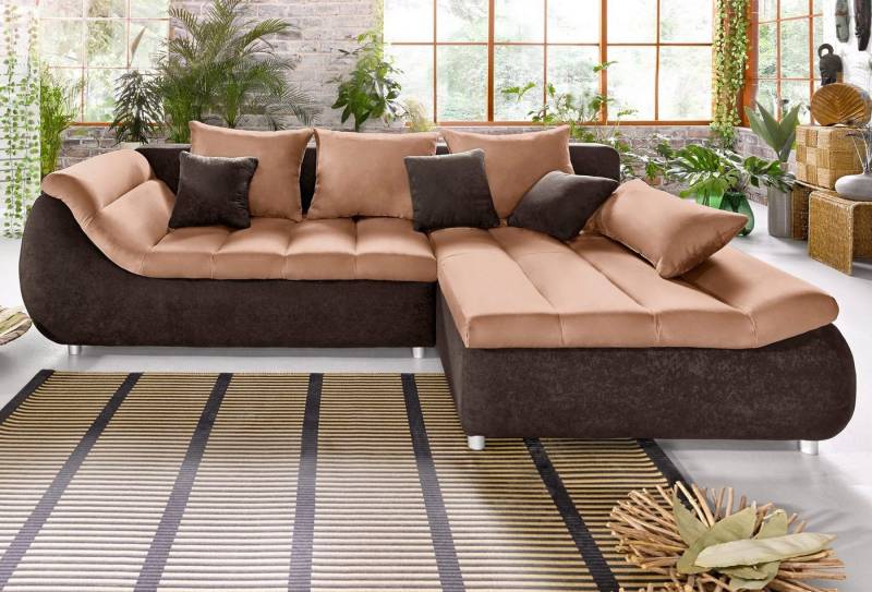 INOSIGN Ecksofa Imola modern und elegant, bequem, aktuelle Steppung im Sitz, L-Form, inkl. Bettfunktion und Bettkasten von INOSIGN