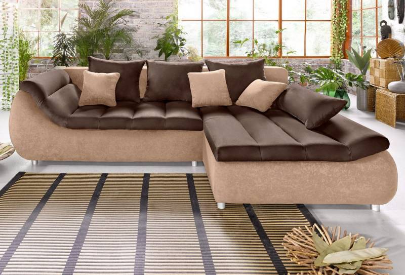 INOSIGN Ecksofa Imola modern und elegant, bequem, aktuelle Steppung im Sitz, L-Form, inkl. Bettfunktion und Bettkasten von INOSIGN