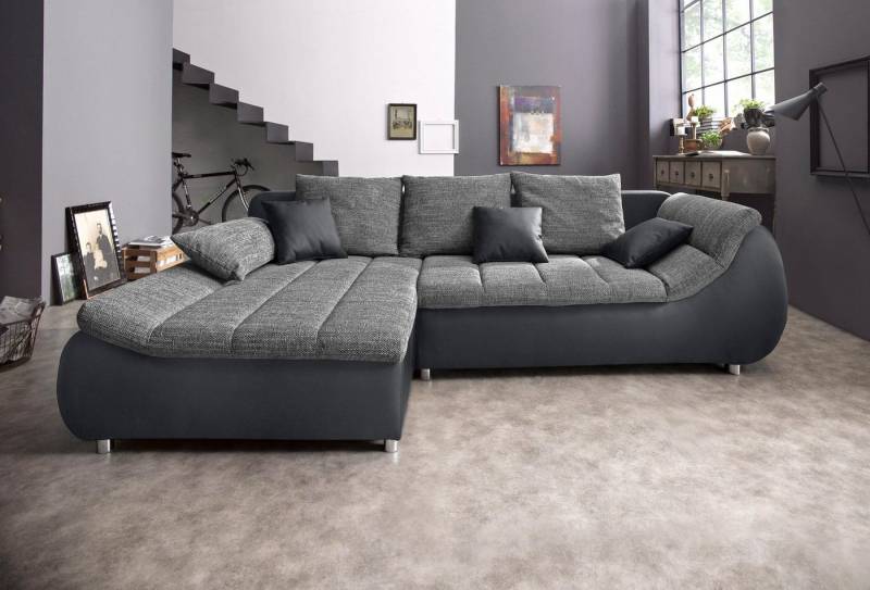 INOSIGN Ecksofa Imola, bequem, aktuelle Steppung im Sitz, L-Form, Breite 270cm, wahlweise mit Bettfunktion von INOSIGN