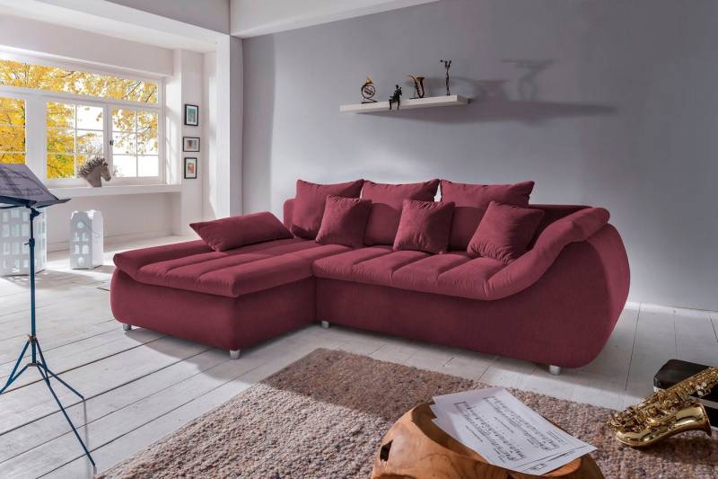INOSIGN Ecksofa Imola elegant und bequem, aktuelle Steppung im Sitz, L-Form, wahlweise mit Bettfunktion von INOSIGN