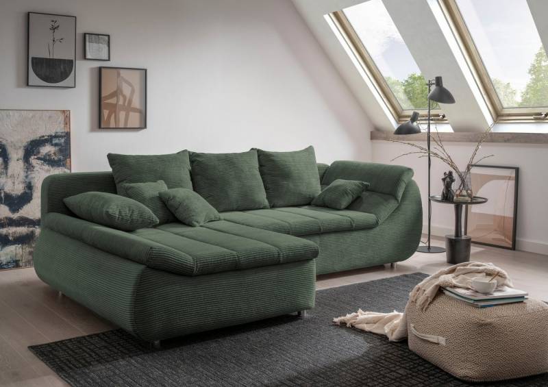 INOSIGN Ecksofa Imola elegant und bequem, aktuelle Steppung im Sitz, L-Form, wahlweise mit Bettfunktion von INOSIGN