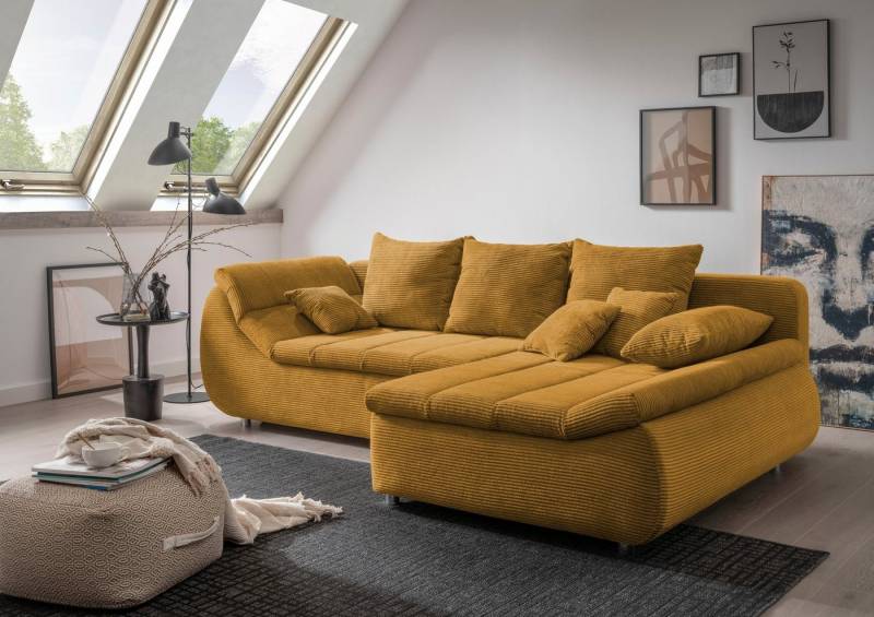 INOSIGN Ecksofa Imola elegant und bequem, aktuelle Steppung im Sitz, L-Form, wahlweise mit Bettfunktion von INOSIGN