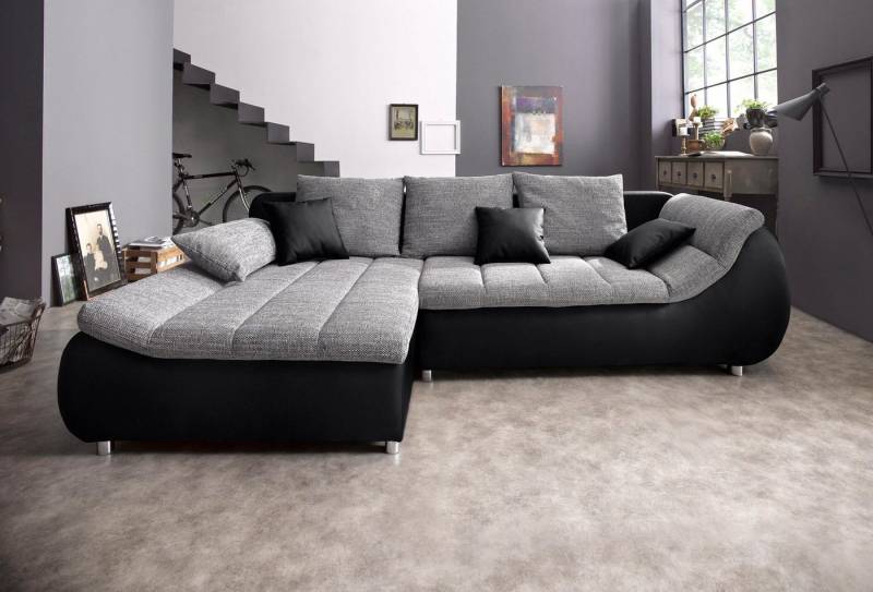 INOSIGN Ecksofa Imola elegant und bequem, aktuelle Steppung im Sitz, L-Form, wahlweise mit Bettfunktion von INOSIGN