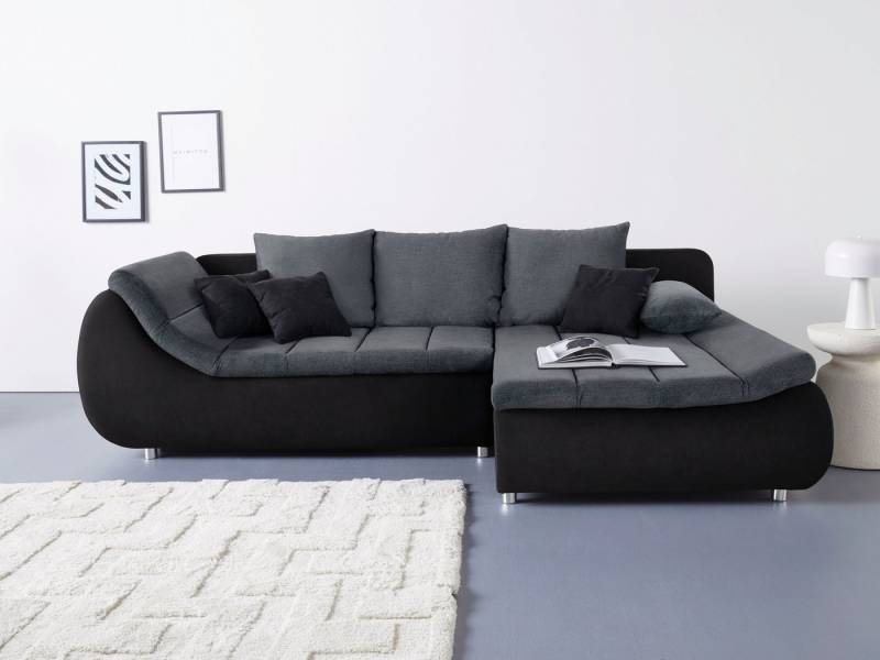 INOSIGN Ecksofa Imola, elegant und modern, aktuelle Steppung im Sitz, bequem, L-Form, frei im Raum stellbar, wahlweise mit Bettfunktion und Bettkasten von INOSIGN