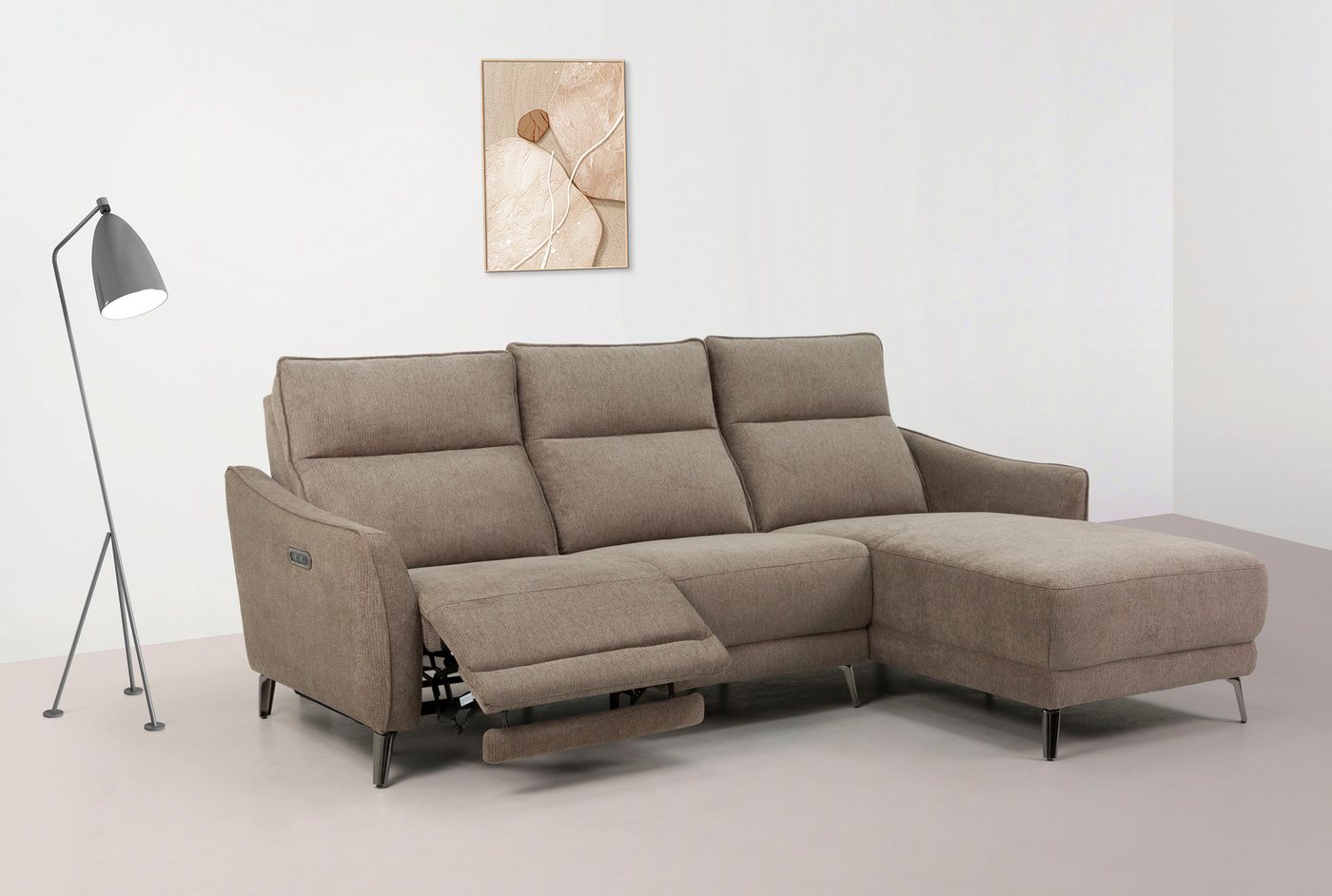 INOSIGN Ecksofa TAYLER 3-Sitzer, L-Form (Breite 239cm), elektr. Relaxfunktion, USB A/C, und Recamiere, Liegefunktion durch Recliner, Federkernpolsterung von INOSIGN