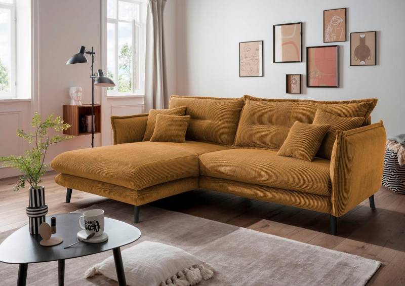 INOSIGN Ecksofa Lazio modernes Design, bequem, schmale Armlehnen, OTTOs Choice, zwei verschiedene Fußfarben wählbar von INOSIGN