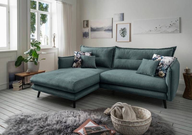 INOSIGN Ecksofa Lazio modernes Design, bequem, schmale Armlehnen, OTTOs Choice, zwei verschiedene Fußfarben wählbar von INOSIGN