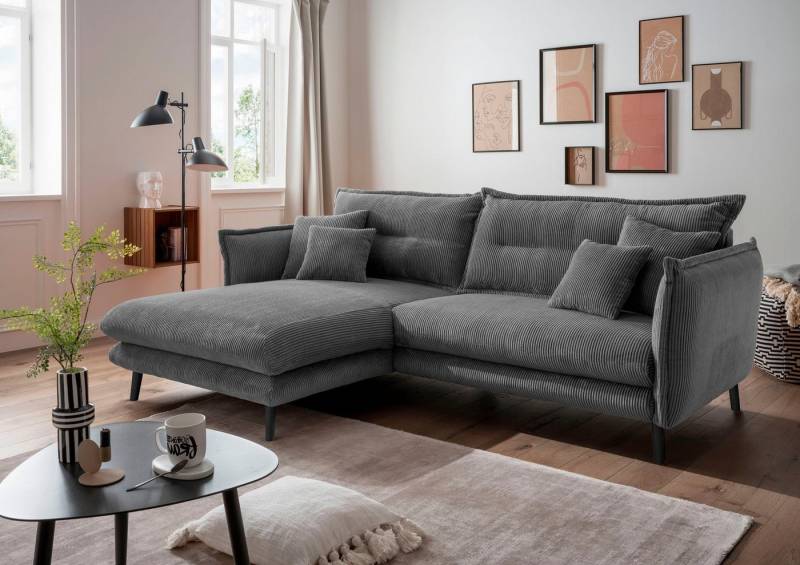 INOSIGN Ecksofa Lazio modernes Design, bequem, schmale Armlehnen, OTTOs Choice, zwei verschiedene Fußfarben wählbar von INOSIGN