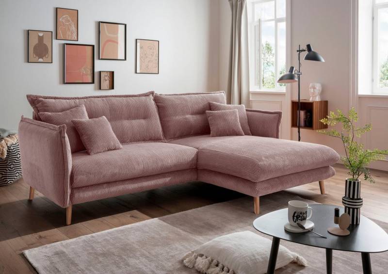 INOSIGN Ecksofa Lazio modern und bequem, schmale Armlehnen, tolle Detailverarbeitung, zwei verschiedene Fußfarben wählbar von INOSIGN