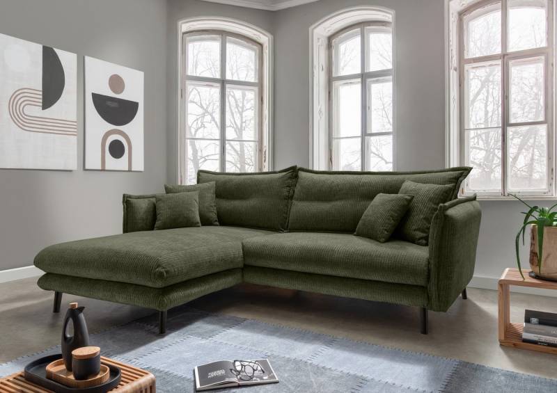 INOSIGN Ecksofa Lazio modernes Design, bequem, schmale Armlehnen, OTTOs Choice, zwei verschiedene Fußfarben wählbar von INOSIGN