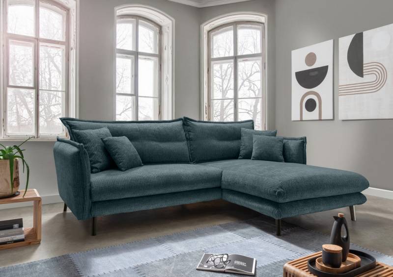 INOSIGN Ecksofa Lazio modernes Design, bequem, schmale Armlehnen, OTTOs Choice, zwei verschiedene Fußfarben wählbar von INOSIGN