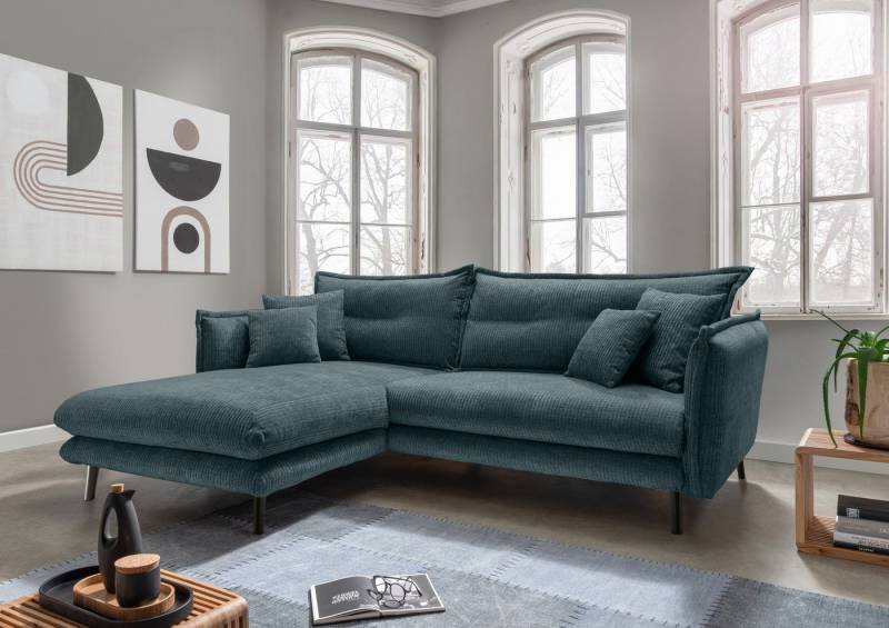 INOSIGN Ecksofa Lazio modernes Design, bequem, schmale Armlehnen, OTTOs Choice, zwei verschiedene Fußfarben wählbar von INOSIGN