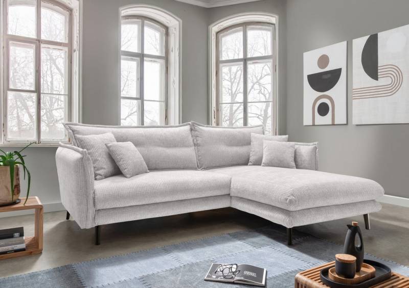 INOSIGN Ecksofa Lazio modernes Design, bequem, schmale Armlehnen, OTTOs Choice, zwei verschiedene Fußfarben wählbar von INOSIGN