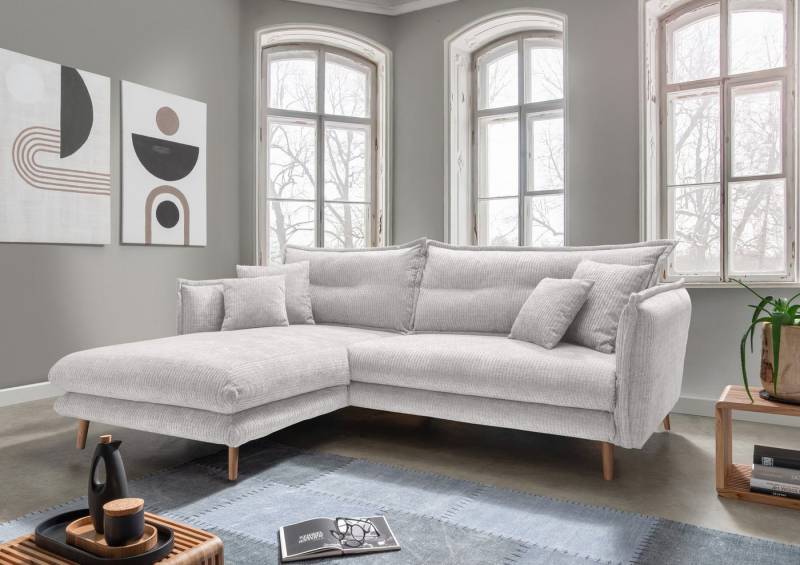 INOSIGN Ecksofa Lazio modern und bequem, schmale Armlehnen, tolle Detailverarbeitung, zwei verschiedene Fußfarben wählbar von INOSIGN