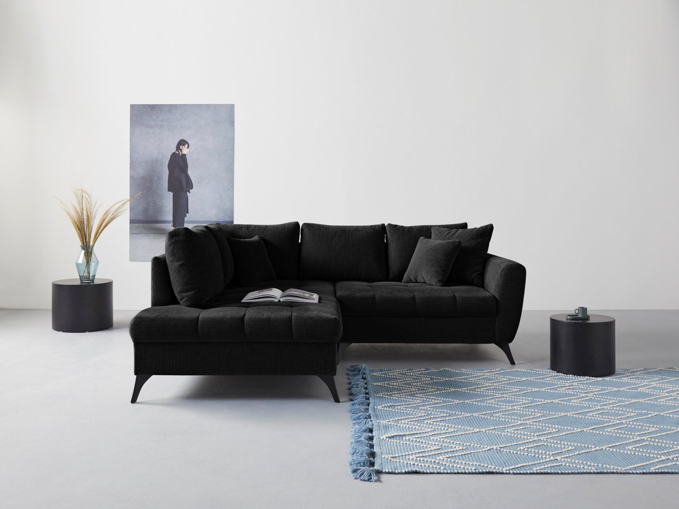 INOSIGN Ecksofa Lörby L-Form, auch mit Aqua clean-Bezug, feine Steppung im Sitzbereich, lose Kissen von INOSIGN