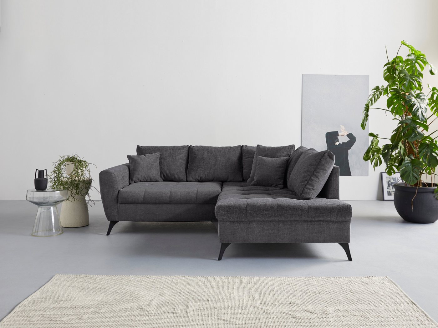 INOSIGN Ecksofa Lörby L-Form, auch mit Aqua clean-Bezug, feine Steppung im Sitzbereich, lose Kissen von INOSIGN