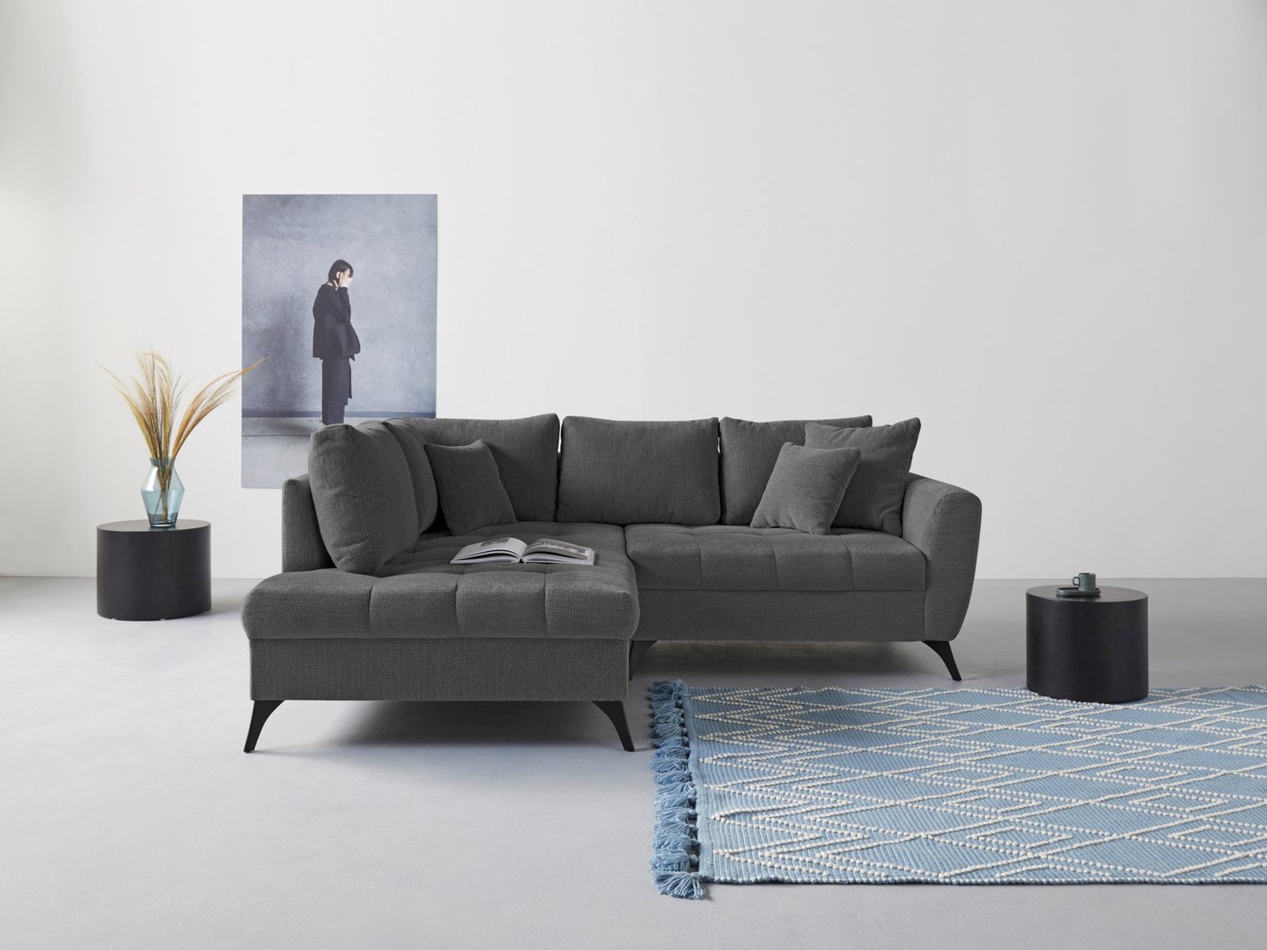 INOSIGN Ecksofa Lörby, auch mit Aqua clean-Bezug, feine Steppung im Sitzbereich, lose Kissen von INOSIGN