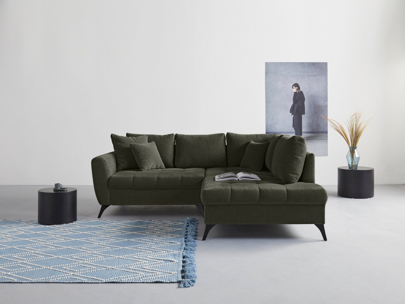 INOSIGN Ecksofa Lörby, auch mit Aqua clean-Bezug, feine Steppung im Sitzbereich, lose Kissen von INOSIGN