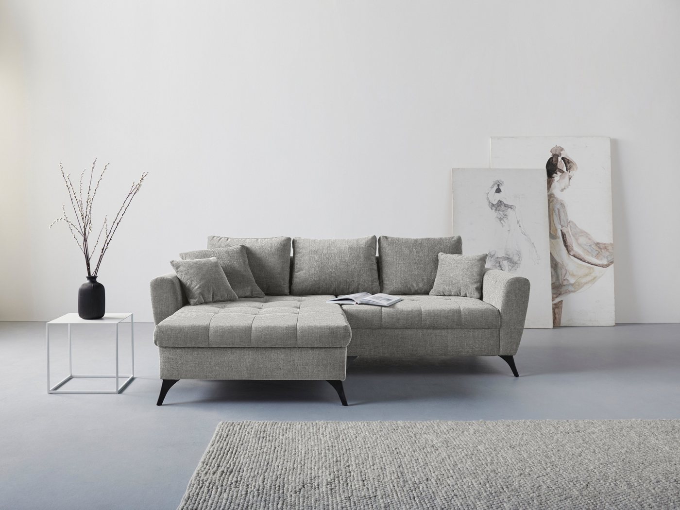 INOSIGN Ecksofa Lörby L-Form, auch mit Aqua clean-Bezug, feine Steppung im Sitzbereich, lose Kissen von INOSIGN