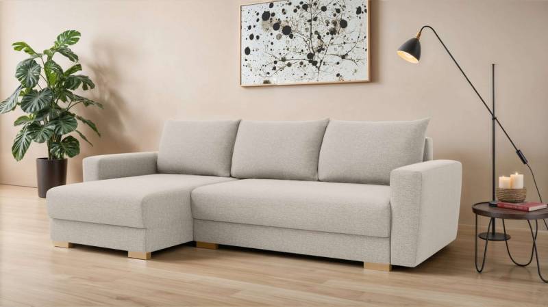 INOSIGN Ecksofa MAGHERA universell Schlafsofa mit Bettkasten, Maße B/T/H: 255/142/84cm, L-Form mit Recamiere rechts oder links montierbar, hoher Sitzkomfort von INOSIGN