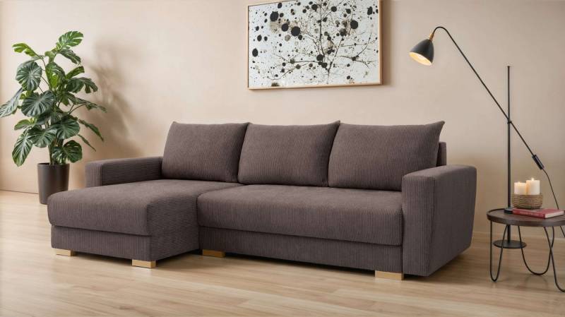 INOSIGN Ecksofa MAGHERA universell Schlafsofa mit Bettkasten, Maße B/T/H: 255/142/84cm, L-Form mit Recamiere rechts oder links montierbar, hoher Sitzkomfort von INOSIGN