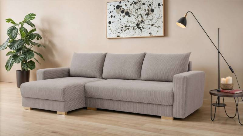 INOSIGN Ecksofa MAGHERA universell Schlafsofa mit Bettkasten, Maße B/T/H: 255/142/84cm, L-Form mit Recamiere rechts oder links montierbar, hoher Sitzkomfort von INOSIGN