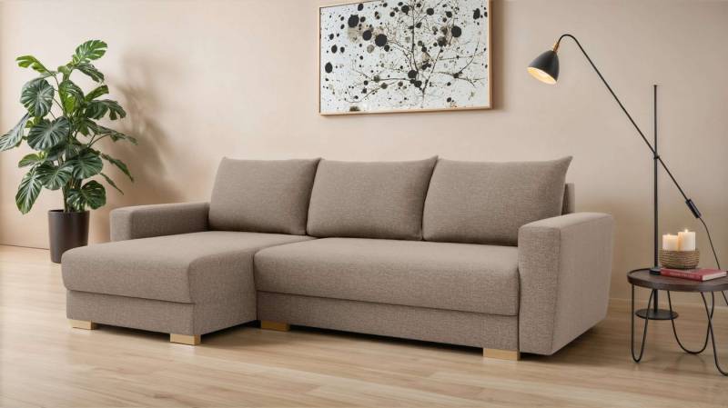 INOSIGN Ecksofa MAGHERA universell Schlafsofa mit Bettkasten, Maße B/T/H: 255/142/84cm, L-Form mit Recamiere rechts oder links montierbar, hoher Sitzkomfort von INOSIGN