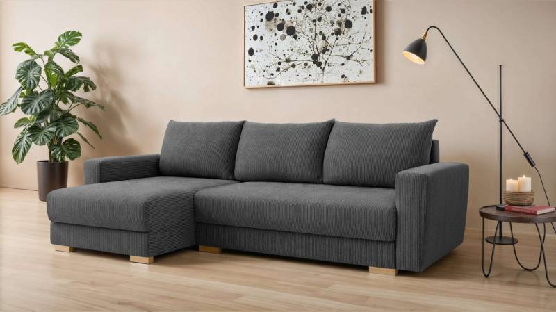 INOSIGN Ecksofa MAGHERA universell Schlafsofa mit Bettkasten, Maße B/T/H: 255/142/84cm, L-Form mit Recamiere rechts oder links montierbar, hoher Sitzkomfort von INOSIGN