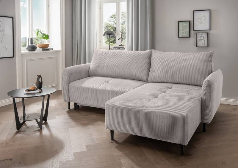 INOSIGN Ecksofa Mara, L-Form, aktueller Cord Bezug und tolle Farben, schmale Armlehnen, whlw. mit Bettfunktion,Recamiere links/rechts montierbar, Breite 238cm von INOSIGN