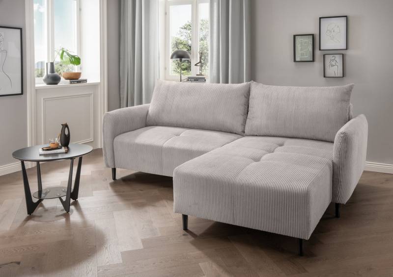 INOSIGN Ecksofa Mara, L-Form, aktueller Cord Bezug und tolle Farben, schmale Armlehnen, whlw. mit Bettfunktion,Recamiere links/rechts montierbar, Breite 238cm von INOSIGN