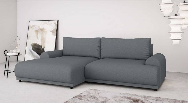 INOSIGN Ecksofa Marsby, mit Bettfunktion und Bettkasten, Maße: B/H/T 242/65/145 cm, L-Form mit Wellenunterfederung, Recamiere links oder rechts bestellbar von INOSIGN