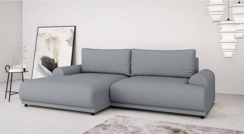 INOSIGN Ecksofa Marsby, mit Bettfunktion und Bettkasten, Maße: B/H/T 242/65/145 cm, L-Form mit Wellenunterfederung, Recamiere links oder rechts bestellbar von INOSIGN