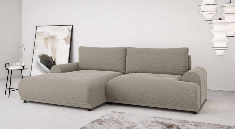 INOSIGN Ecksofa Marsby, mit Bettfunktion und Bettkasten, Maße: B/H/T 242/65/145 cm, L-Form mit Wellenunterfederung, Recamiere links oder rechts bestellbar von INOSIGN