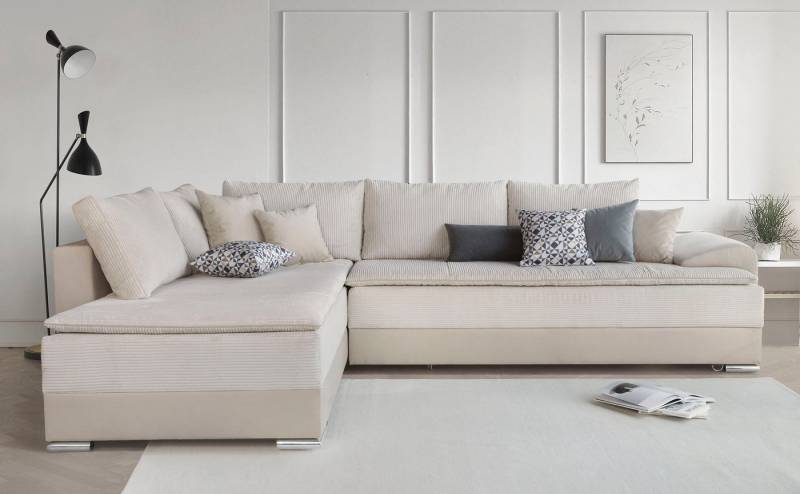 INOSIGN Ecksofa Boxspringbett Night & Day L-Form mit Dauer-Schlaffunktion mit Armlehne, mit Boxspring-Bettfunktion 180x200 cm und Bettkasten, Dauerschläfer! von INOSIGN
