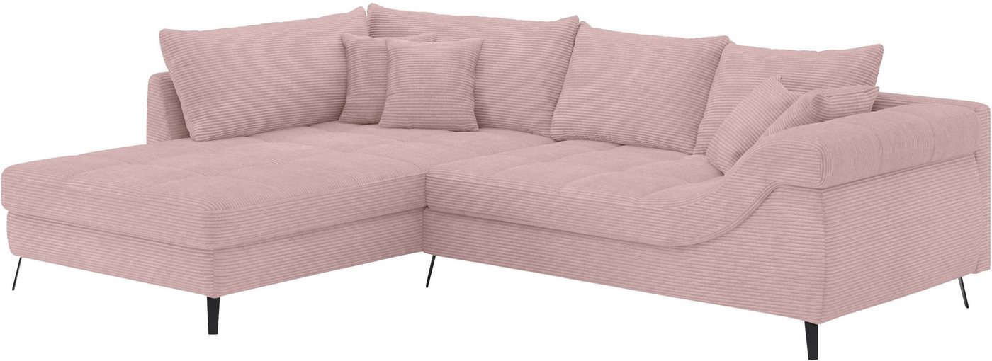 Mr. Couch Ecksofa Portofino L-Form, 4 Bezugsqualitäten, 13,5 cm hohe Metall-Profilfüße in matt-schwarz von Mr. Couch
