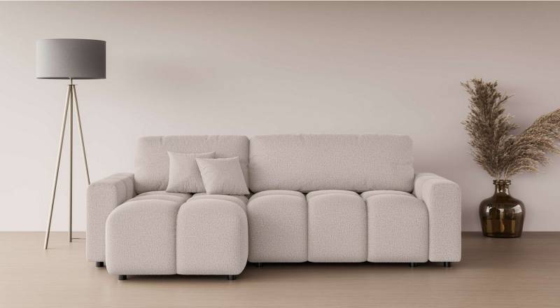 INOSIGN Ecksofa FELICI, Schlafsofa 233cm, L-Form mit Recamiere beidseitig montierbar, Designsofa mit Bettfunktion und Bettkasten, Maße B/T/H: 233/142/88 cm von INOSIGN