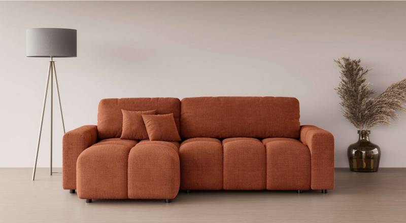 INOSIGN Ecksofa FELICI, Schlafsofa 233cm, L-Form mit Recamiere beidseitig montierbar, Designsofa mit Bettfunktion und Bettkasten, Maße B/T/H: 233/142/88 cm von INOSIGN