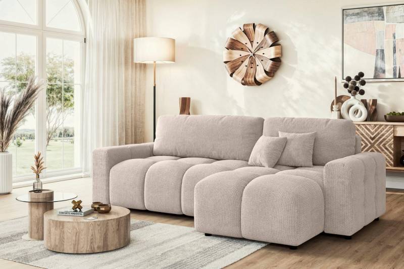 INOSIGN Ecksofa FELICI, Schlafsofa 233cm, L-Form mit Recamiere beidseitig montierbar, Designsofa mit Bettfunktion und Bettkasten, Maße B/T/H: 233/142/88 cm von INOSIGN
