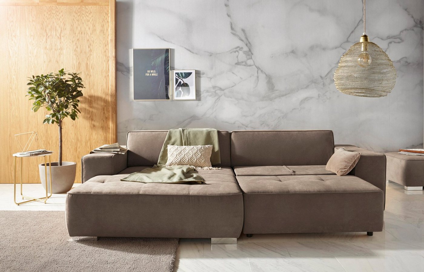 INOSIGN Ecksofa Sapporo L-Form, wahlweise Bettfunktion oder Sitztiefenverstellung, Federkern von INOSIGN