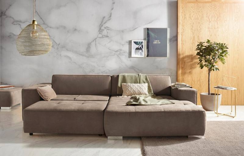 INOSIGN Ecksofa Sapporo L-Form, wahlweise Bettfunktion oder Sitztiefenverstellung, Federkern von INOSIGN