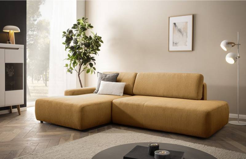 INOSIGN Ecksofa TORGE, Schlafsofa Cord, Samtvelours u. Strukur fein, Couch in L-Form, Schlaffunktion und Bettkasten, Liegefläche: 210x125 cm, neues Design von INOSIGN