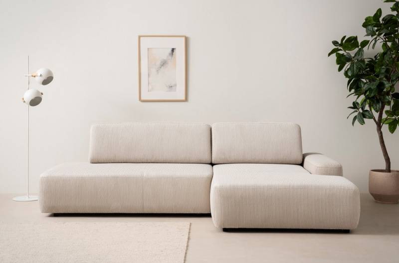 INOSIGN Ecksofa TORGE, Schlafsofa Cord, Samtvelours u. Strukur fein, Couch in L-Form, Schlaffunktion und Bettkasten, Liegefläche: 210x125 cm, neues Design von INOSIGN