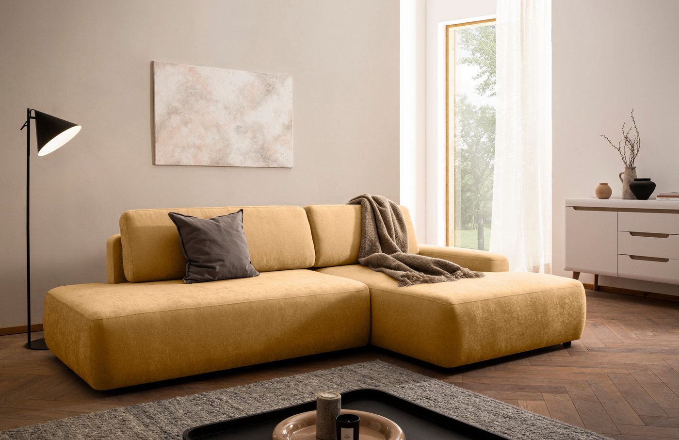 INOSIGN Ecksofa TORGE, Schlafsofa Cord, Samtvelours u. Strukur fein, Couch in L-Form, Schlaffunktion und Bettkasten, Liegefläche: 210x125 cm, neues Design INOSIGN Ecksofa TORGE, Schlafsofa Cord, Samtvelours u. Strukur fein, Couch in L-Form, Schlaffunktion und Bettkasten, Liegefläche: 210x125 cm, neues Design von INOSIGN