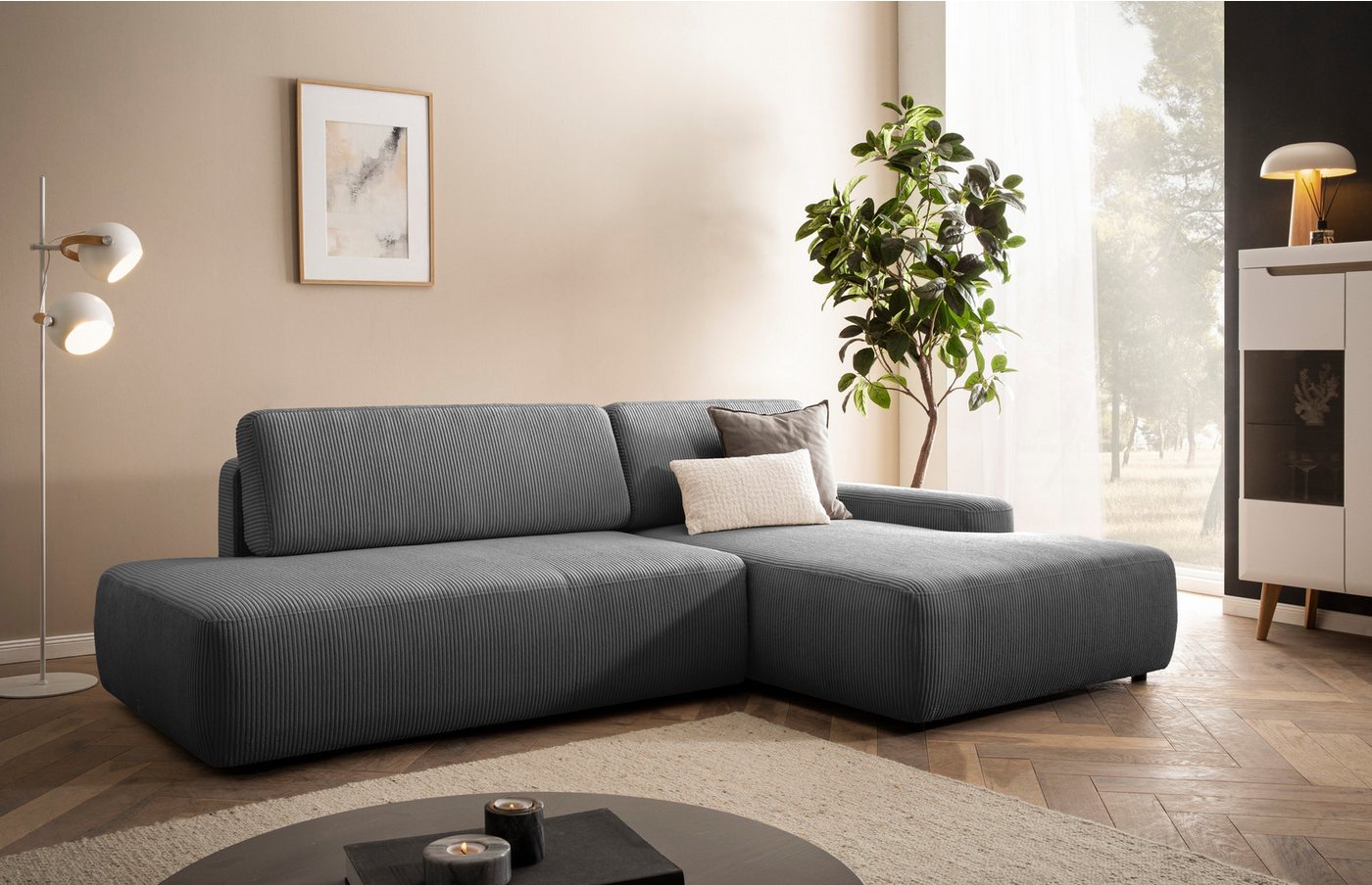 INOSIGN Ecksofa TORGE, Schlafsofa Cord, Samtvelours u. Strukur fein, Couch in L-Form, Schlaffunktion und Bettkasten, Liegefläche: 210x125 cm, neues Design INOSIGN Ecksofa TORGE, Schlafsofa Cord, Samtvelours u. Strukur fein, Couch in L-Form, Schlaffunktion und Bettkasten, Liegefläche: 210x125 cm, neues Design von INOSIGN