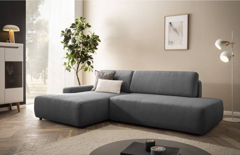 INOSIGN Ecksofa TORGE, Schlafsofa Cord, Samtvelours u. Strukur fein, Couch in L-Form, Schlaffunktion und Bettkasten, Liegefläche: 210x125 cm, neues Design von INOSIGN