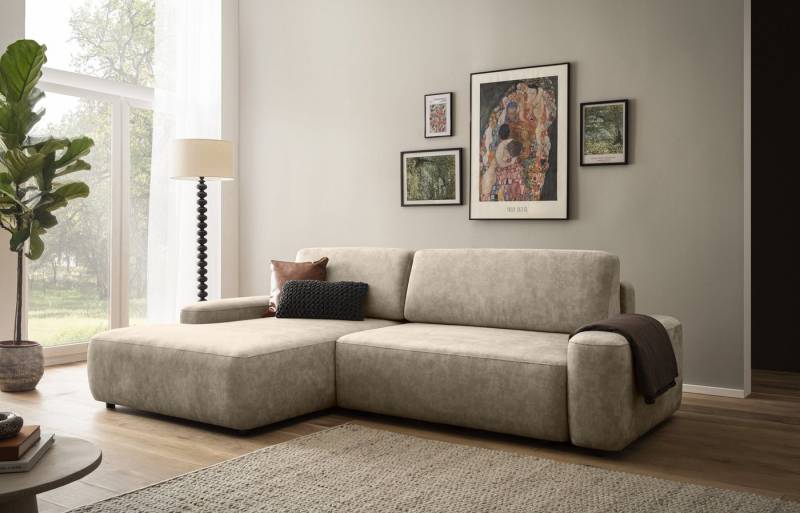INOSIGN Ecksofa TORGE (264cm), Schlafsofa in Cord, Samtvelours o Struktur fein, L-Form, Schlaffunktion, Bettkasten, Liegefläche: 125/210 cm von INOSIGN