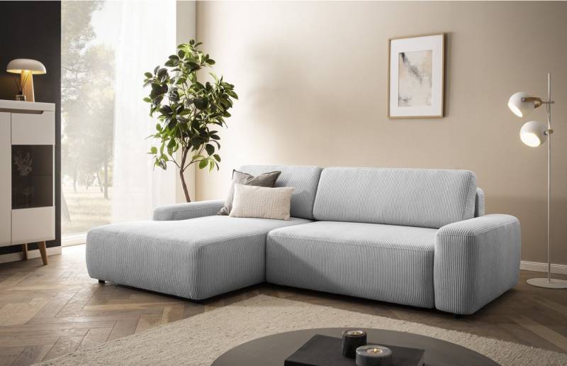 INOSIGN Ecksofa TORGE (264cm), Schlafsofa in Cord, Samtvelours o Struktur fein, L-Form, Schlaffunktion, Bettkasten, Liegefläche: 125/210 cm von INOSIGN