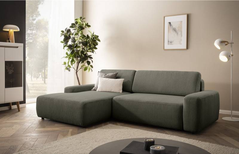 INOSIGN Ecksofa TORGE (264cm), Schlafsofa in Cord, Samtvelours o Struktur fein, L-Form, Schlaffunktion, Bettkasten, Liegefläche: 125/210 cm von INOSIGN