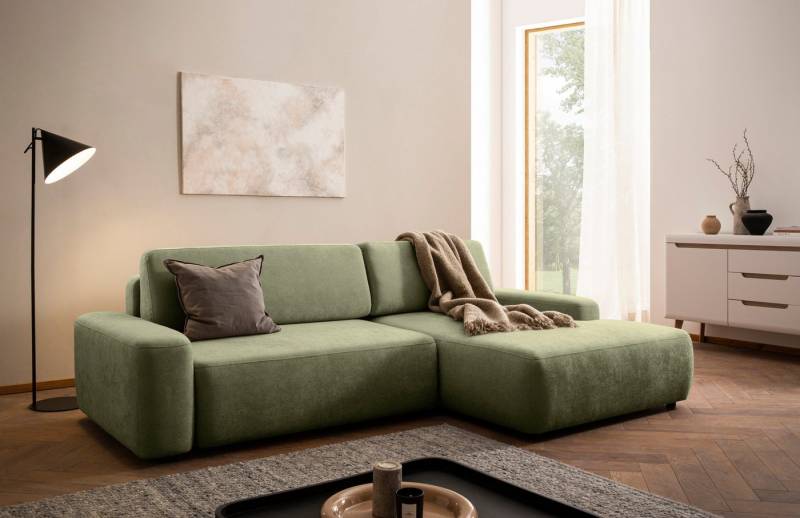 INOSIGN Ecksofa TORGE (264cm), Schlafsofa in Cord, Samtvelours o Struktur fein, L-Form, Schlaffunktion, Bettkasten, Liegefläche: 125/210 cm von INOSIGN